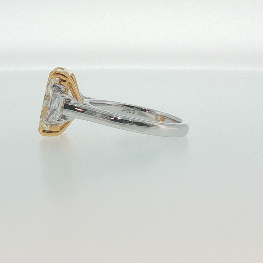 Fancy Yellow Diamond Three-Stone Ring in White Gold