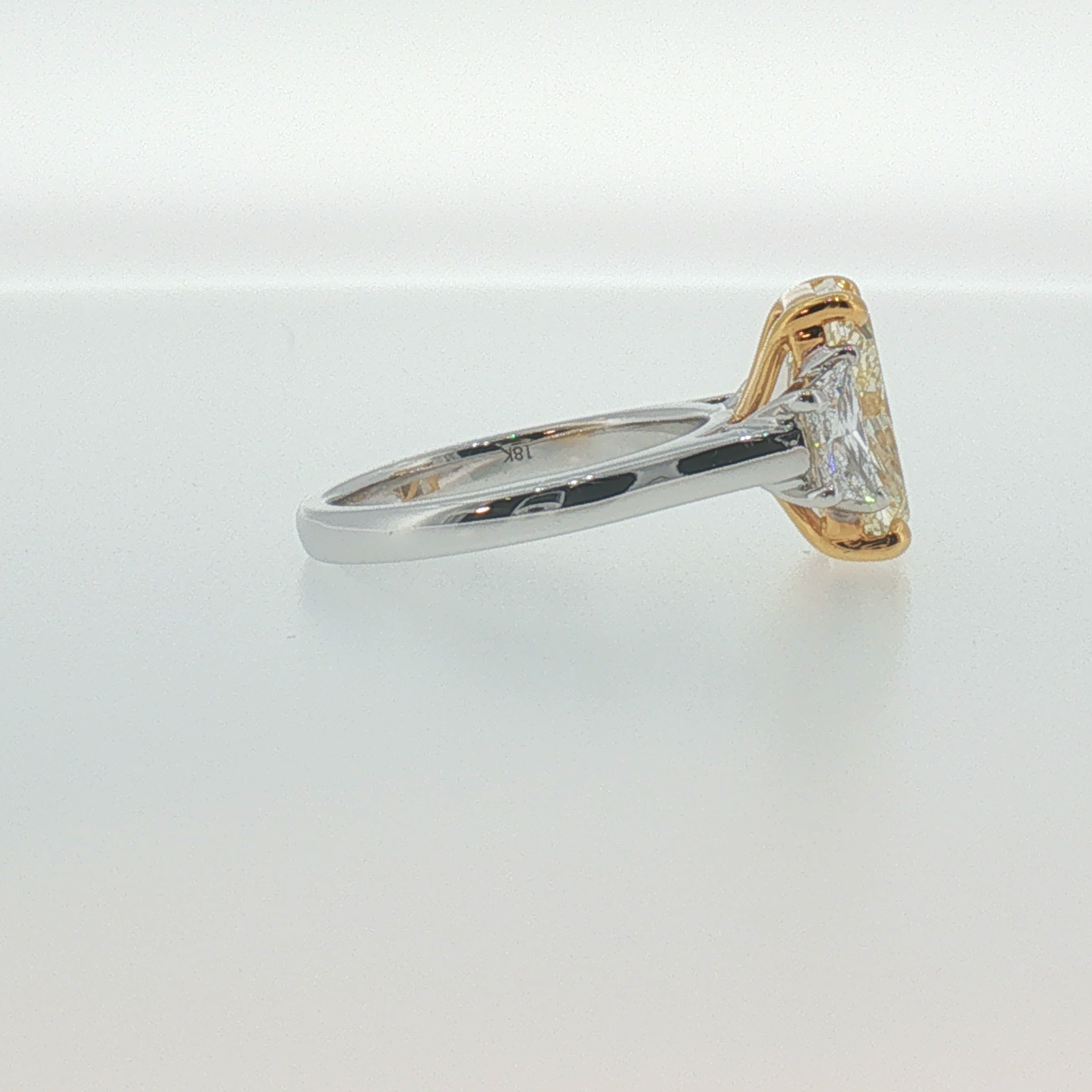 Fancy Yellow Diamond Three-Stone Ring in White Gold
