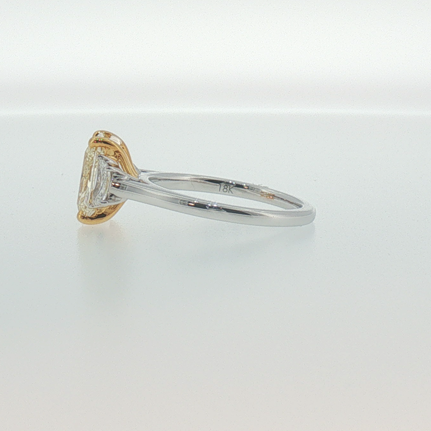 Fancy Yellow Diamond Three-Stone Ring in White Gold