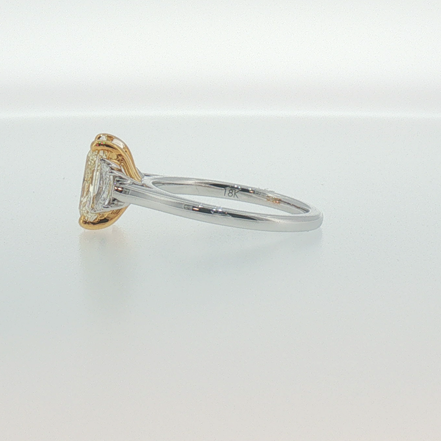 Fancy Yellow Diamond Three-Stone Ring in White Gold