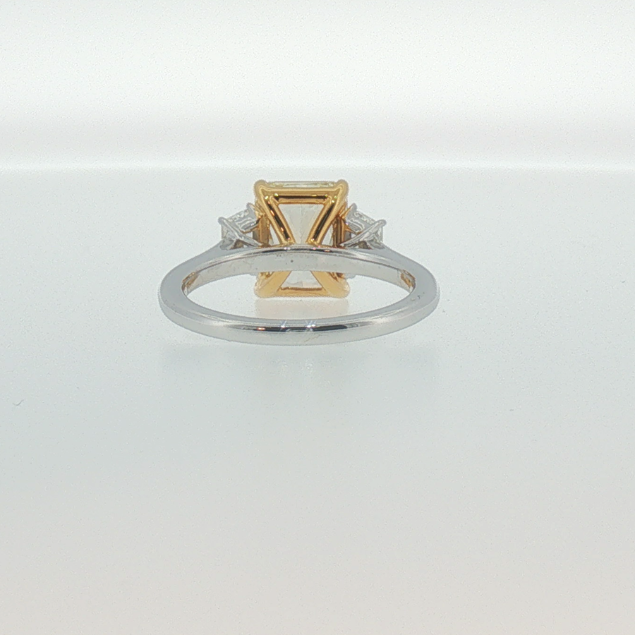 Fancy Yellow Diamond Three-Stone Ring in White Gold