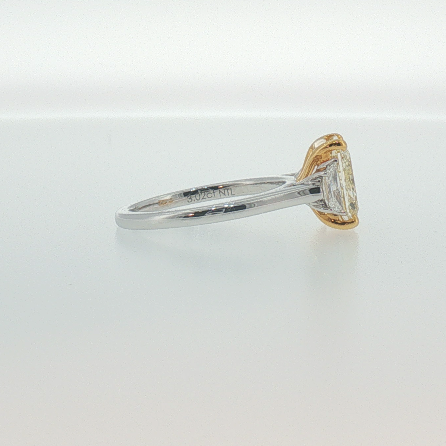 Fancy Yellow Diamond Three-Stone Ring in White Gold