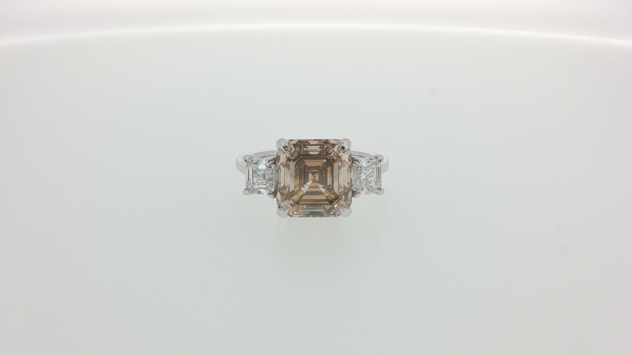 Fancy Brown Diamond Three-Stone Ring in White Gold