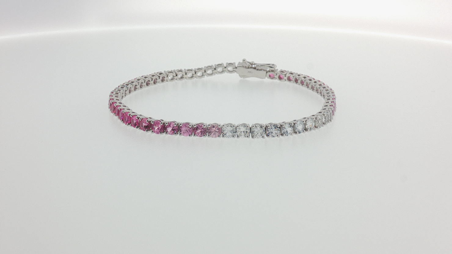 Purplish Pink Sapphire White Gold Tennis Bracelet