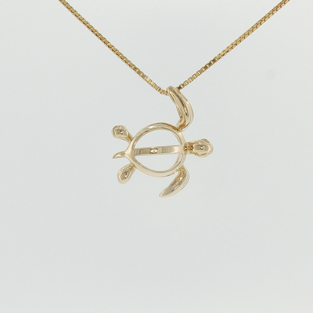 Diamond Accent Sea Turtle Charm Necklace in 14K Yellow Gold