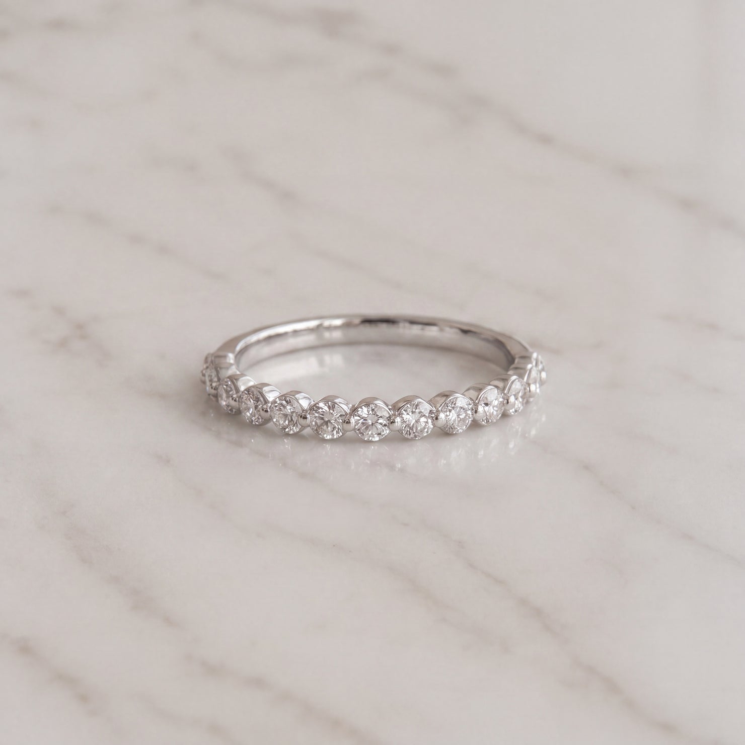 Diamond Single Prong Band in White Gold
