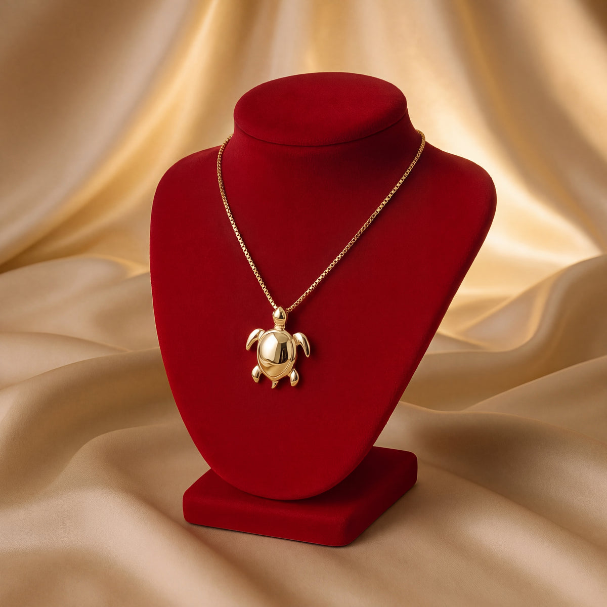 Diamond Accent Sea Turtle Charm Necklace in 14K Yellow Gold