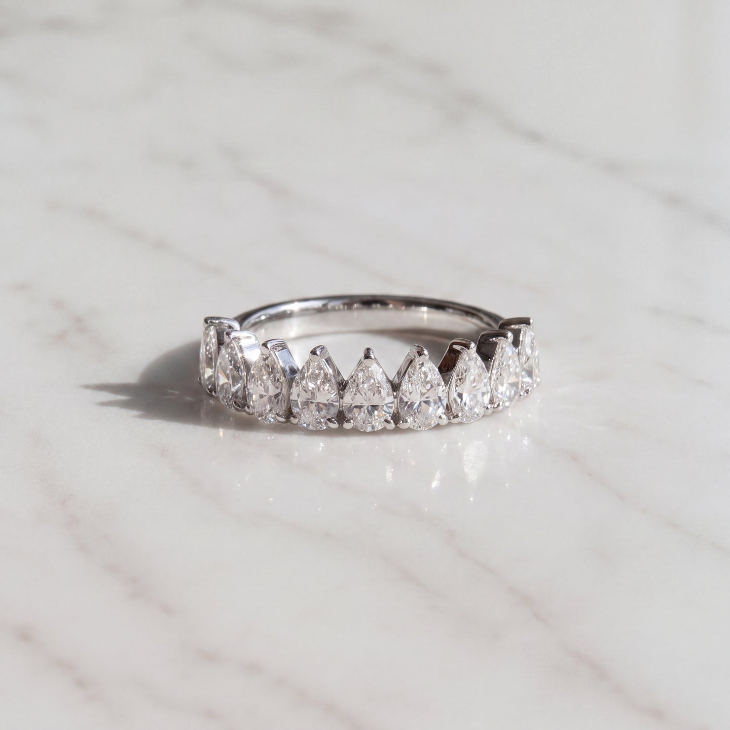 Pear Shape Diamond Band in White Gold