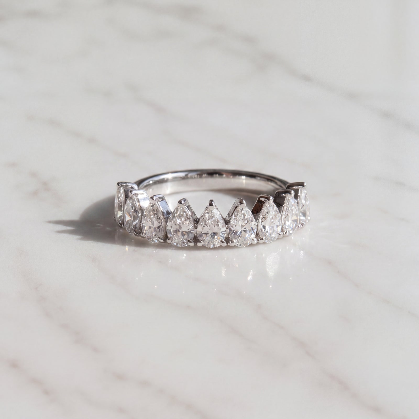 Pear Shape Diamond Band in White Gold