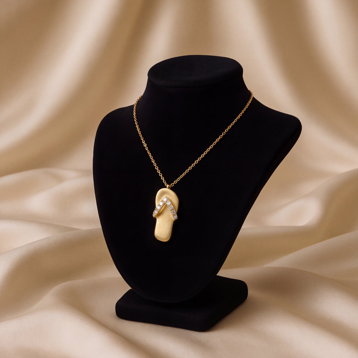 0.17 ct Diamond Flip-Flop Charm Necklace in 18K Yellow Gold