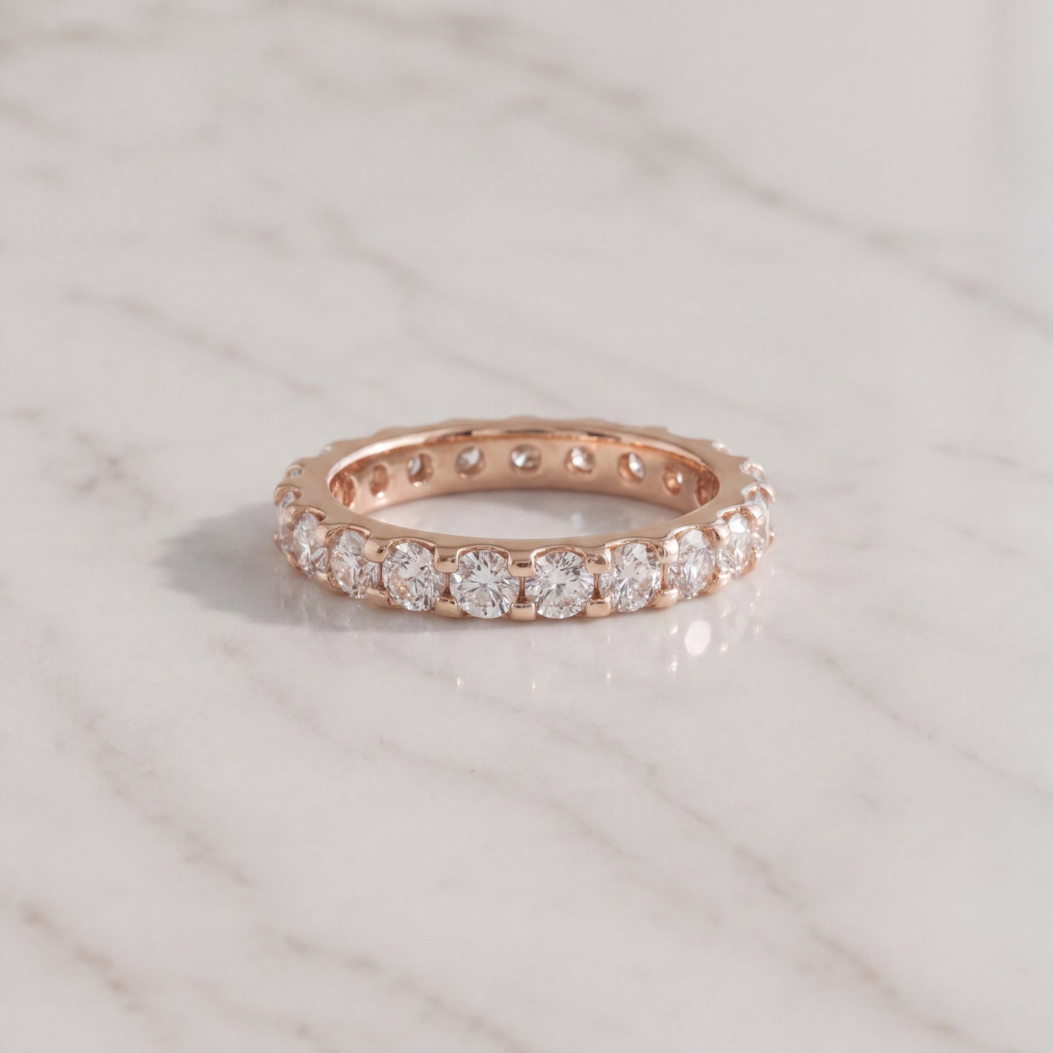 Round Diamond Eternity Ring in Rose Gold