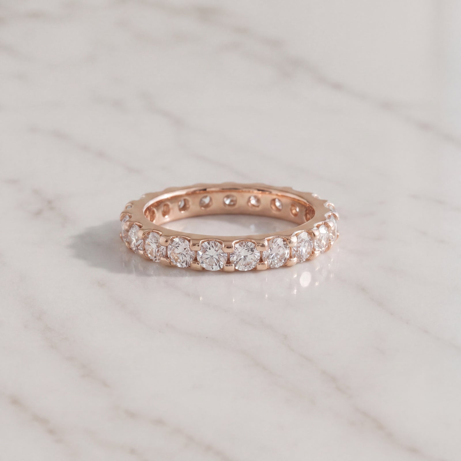 Round Diamond Eternity Ring in Rose Gold