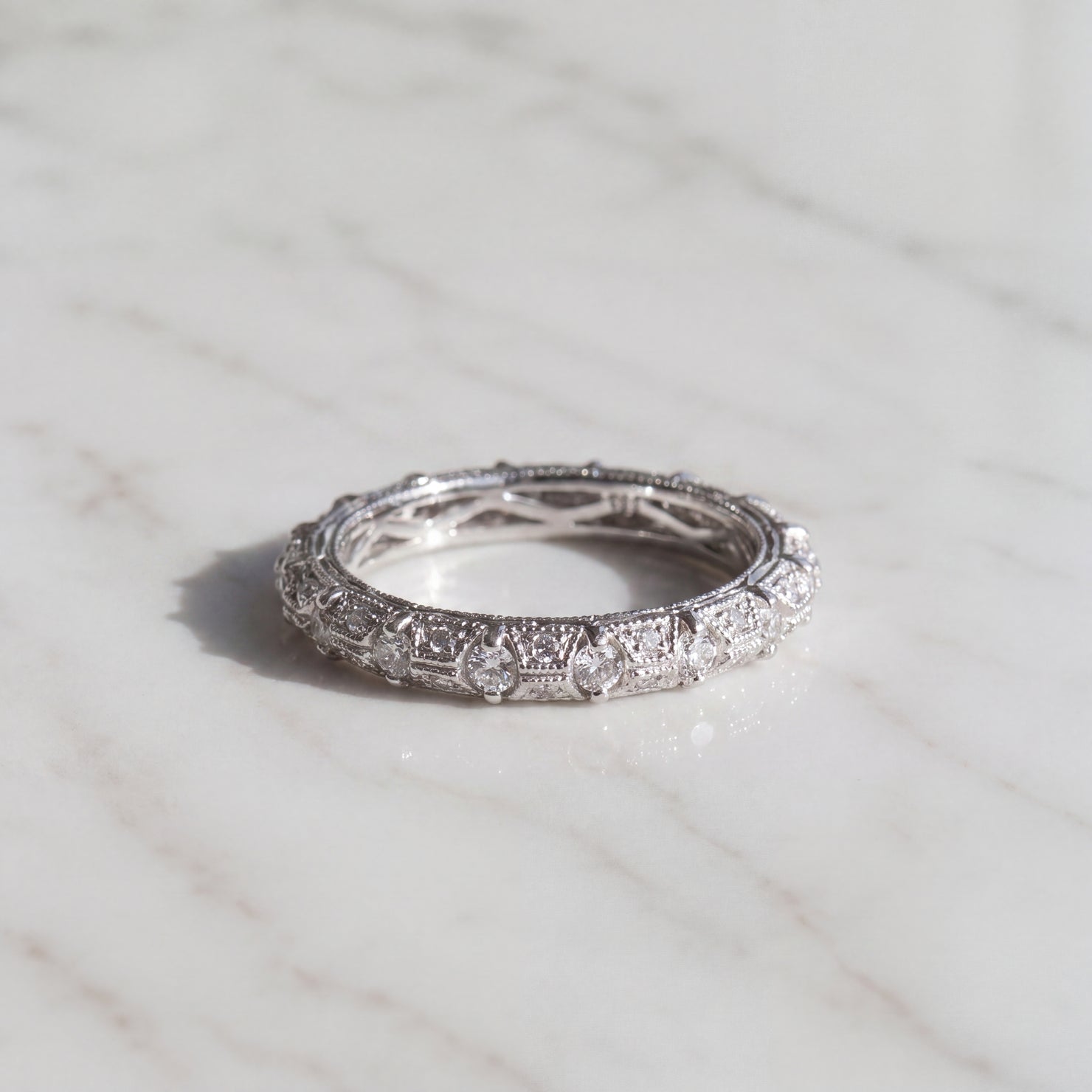 Vintage-Inspired Diamond Eternity Ring in White Gold