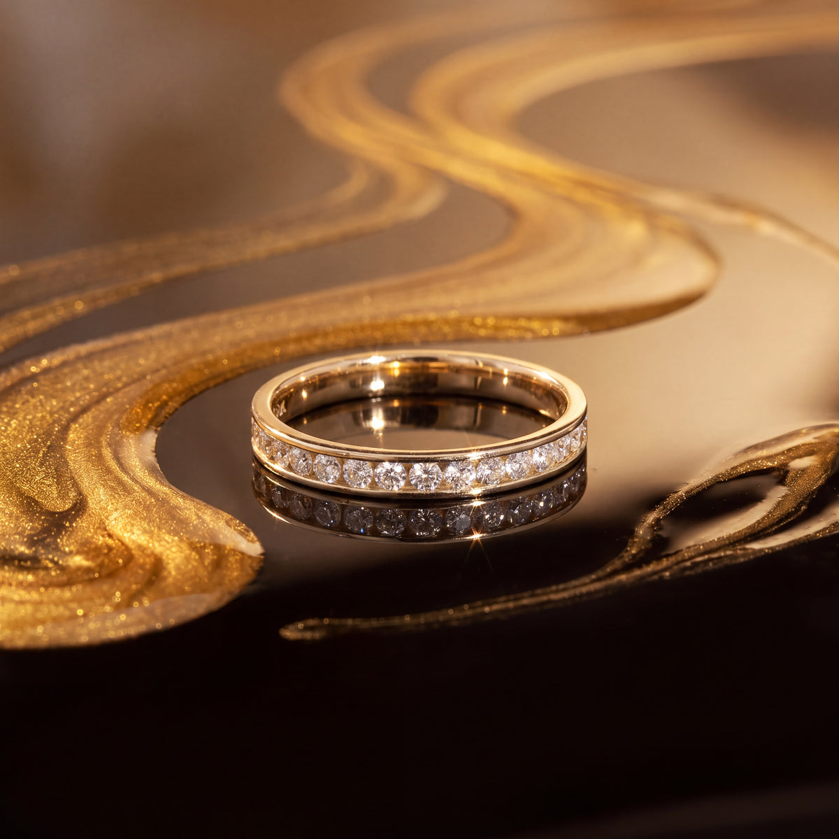 0.34 ct Channel Set Diamond Eternity Ring in 14K Yellow Gold