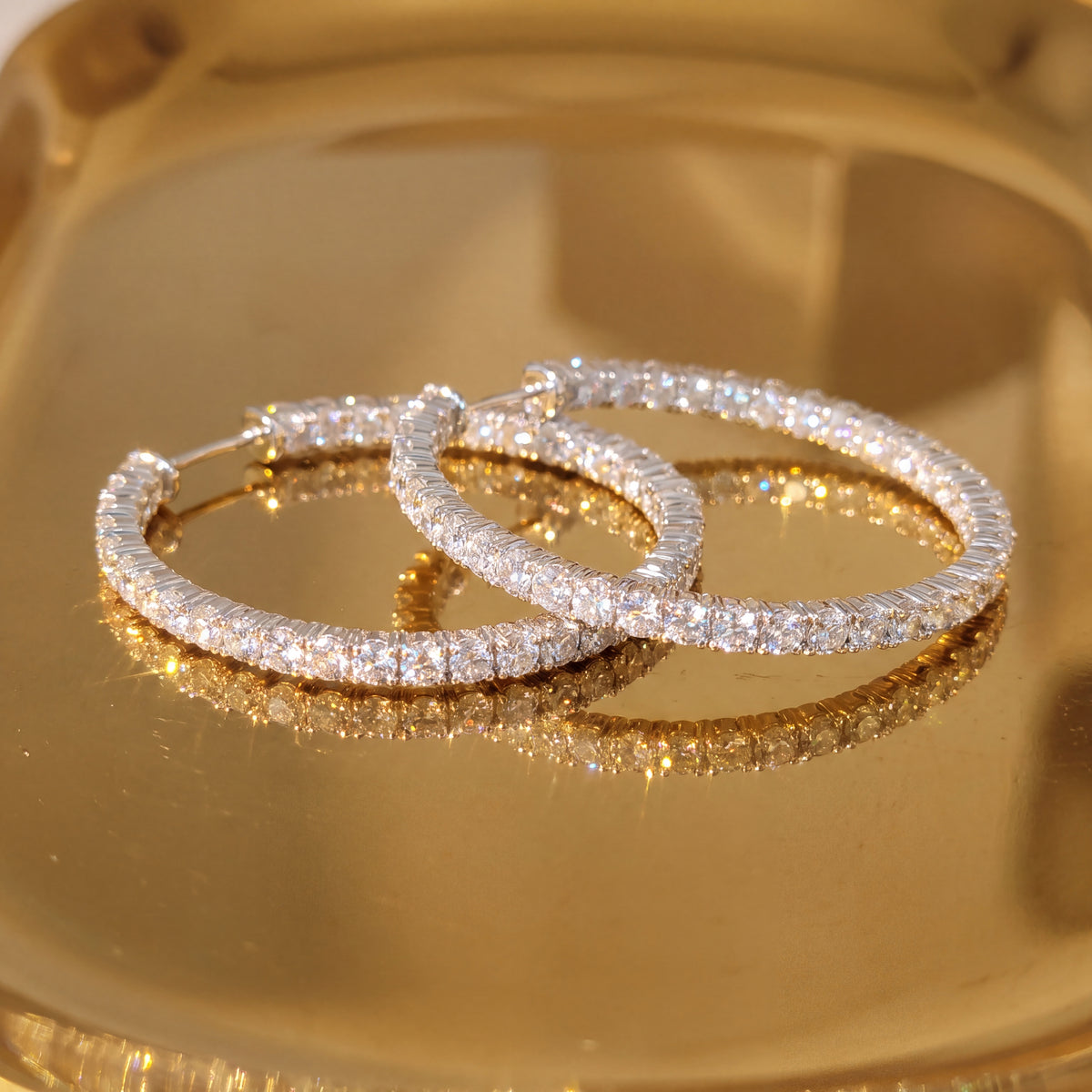 4.86 ct Diamond Hoop Earrings in 14K White Gold