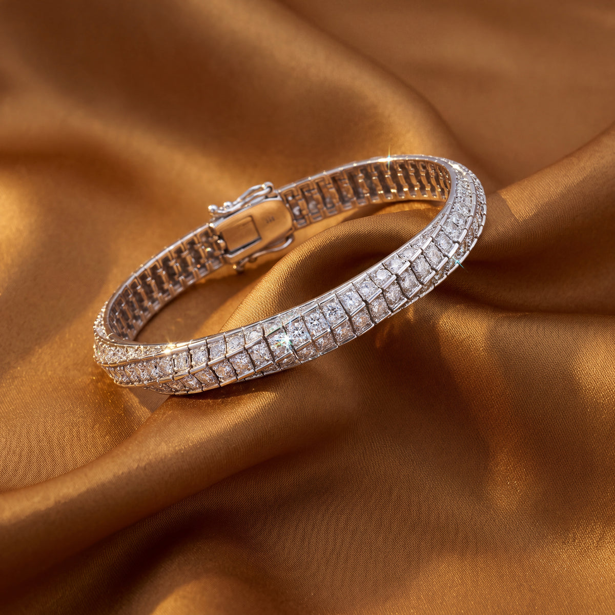White gold bracelet set with rows of diamonds