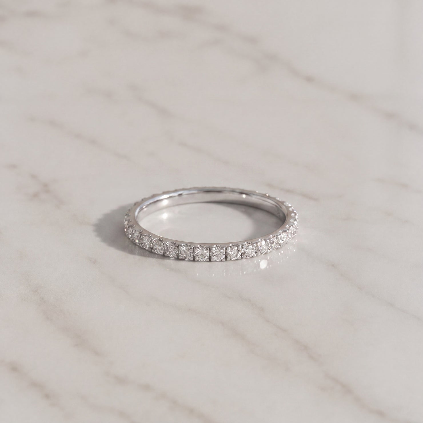 Diamond 'U' Set Band in White Gold