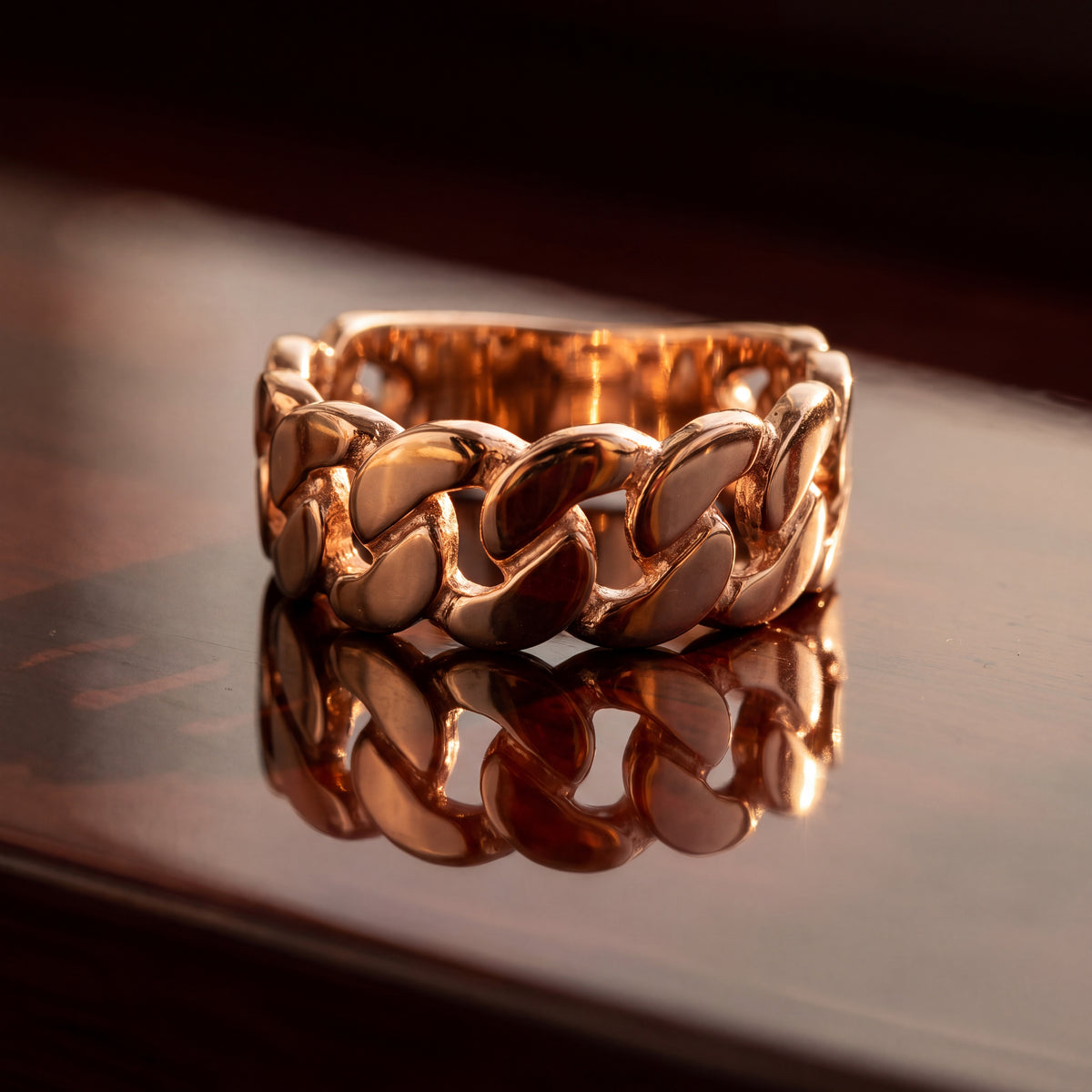Cuban Link Band Ring in 14K Rose Gold