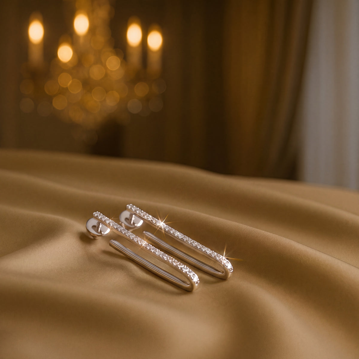 0.49 ct Diamond Pavé Bar Drop Earrings in 18K White Gold