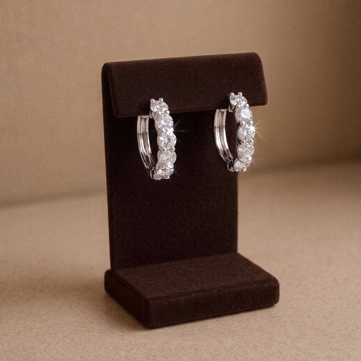 2.30 ct Diamond Hoop Earrings in 14K White Gold