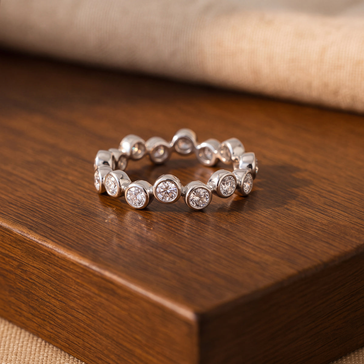 0.94 ct Bezel-Set Diamond Eternity Ring in 14K White Gold