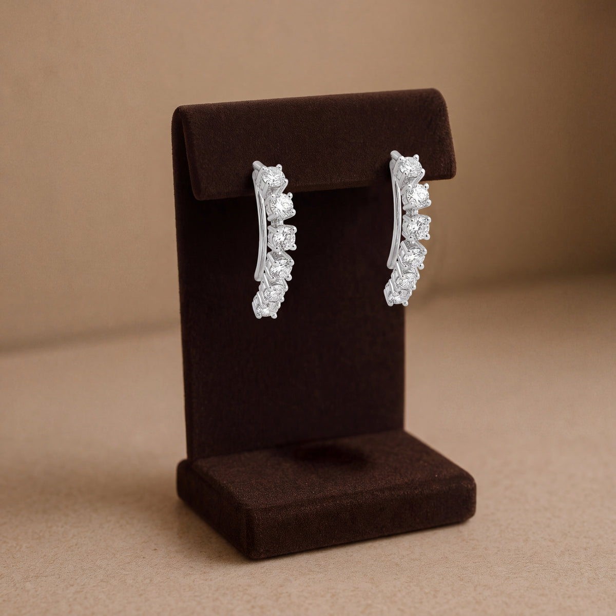 Diamond cuff earrings in white gold