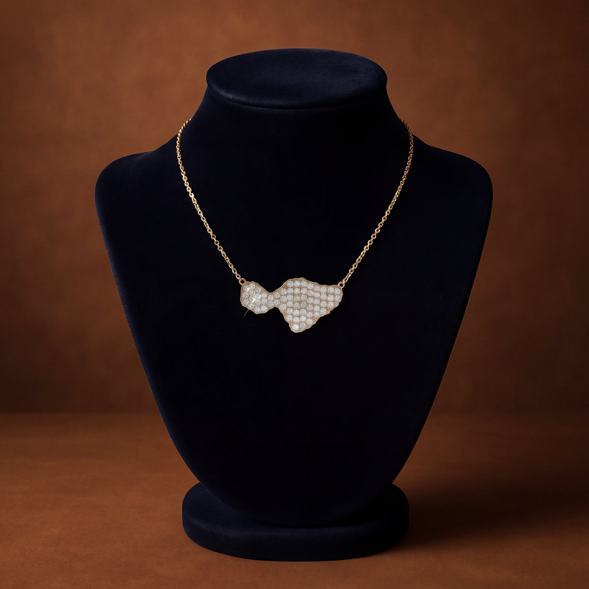 0.63 ct Diamond Pave Island Charm Necklace in 14K Yellow Gold
