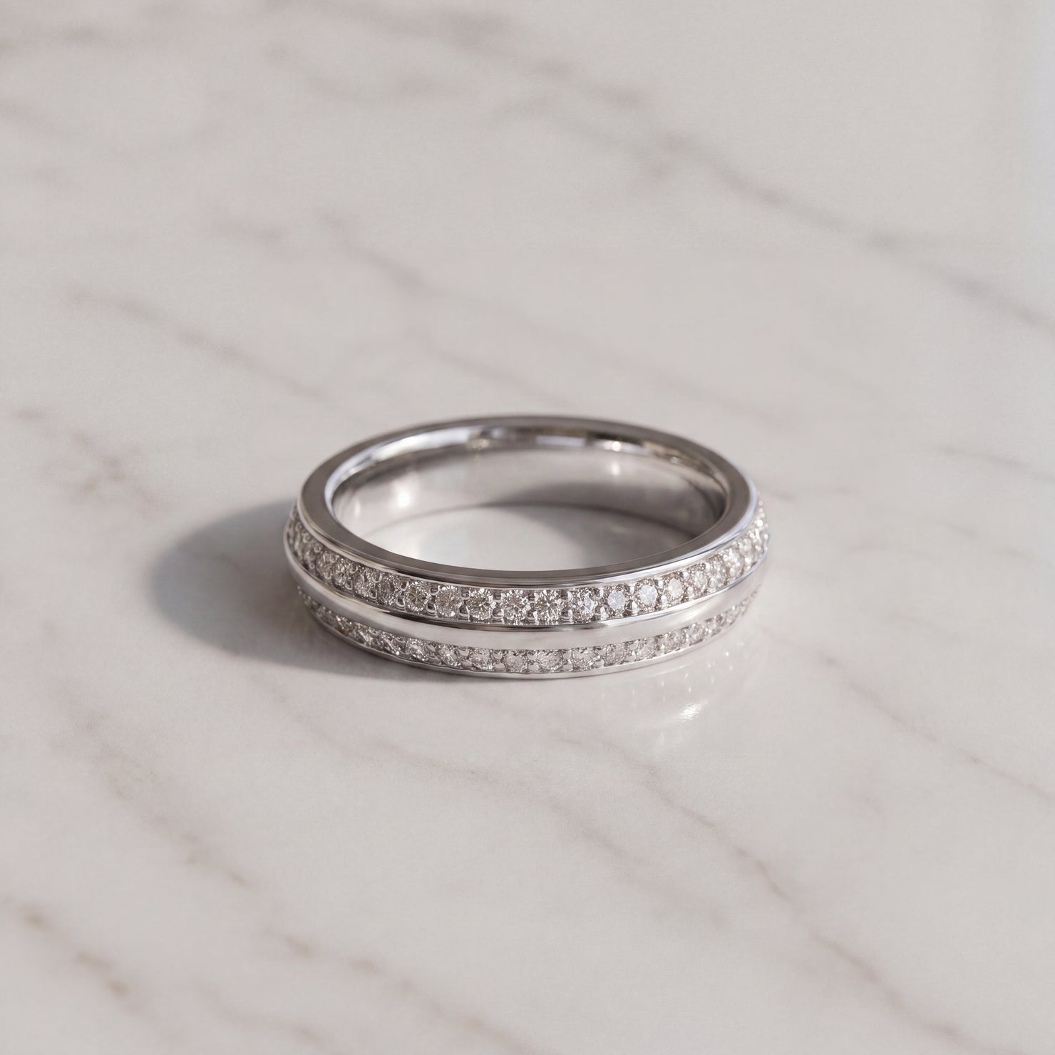 White Gold Knife Edge Diamond Band