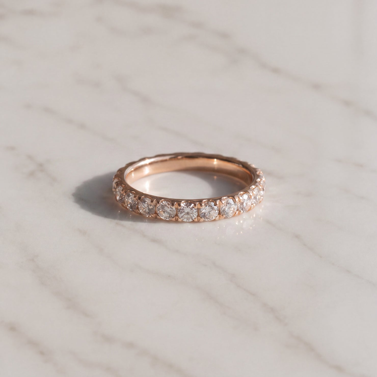 Diamond 'U' Set Band in Rose Gold