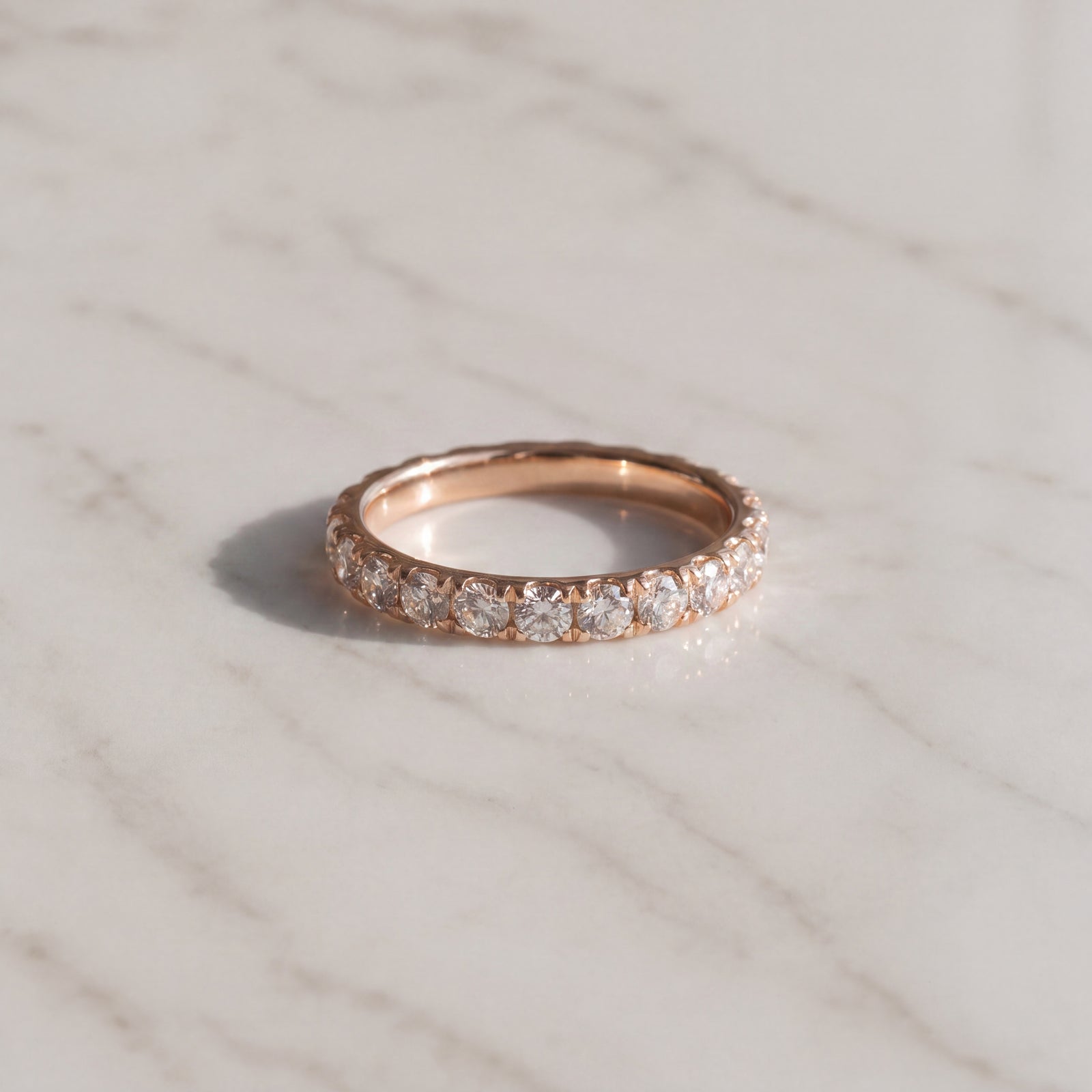 Diamond 'U' Set Band in Rose Gold