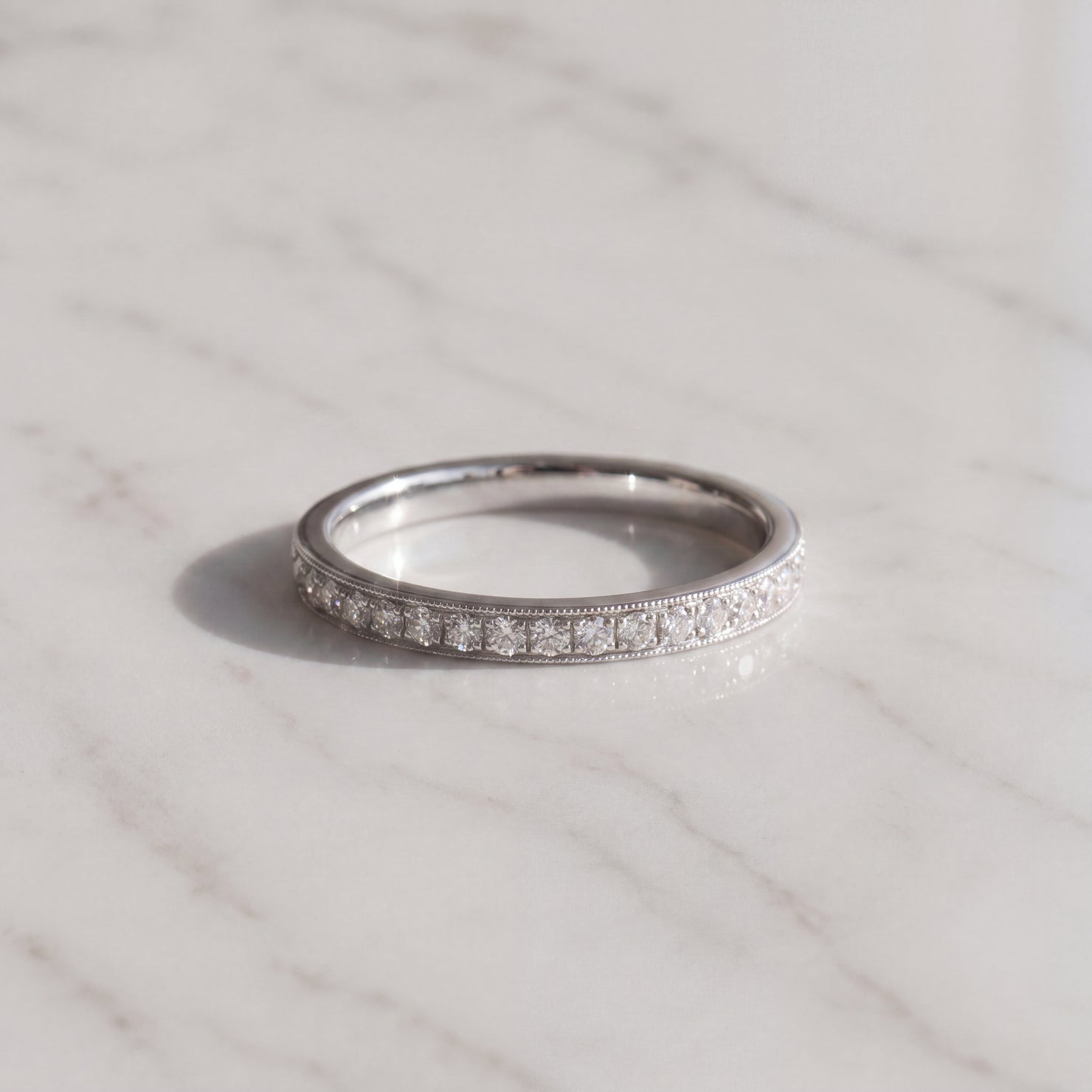 White Gold Diamond Milgrain Pave Band
