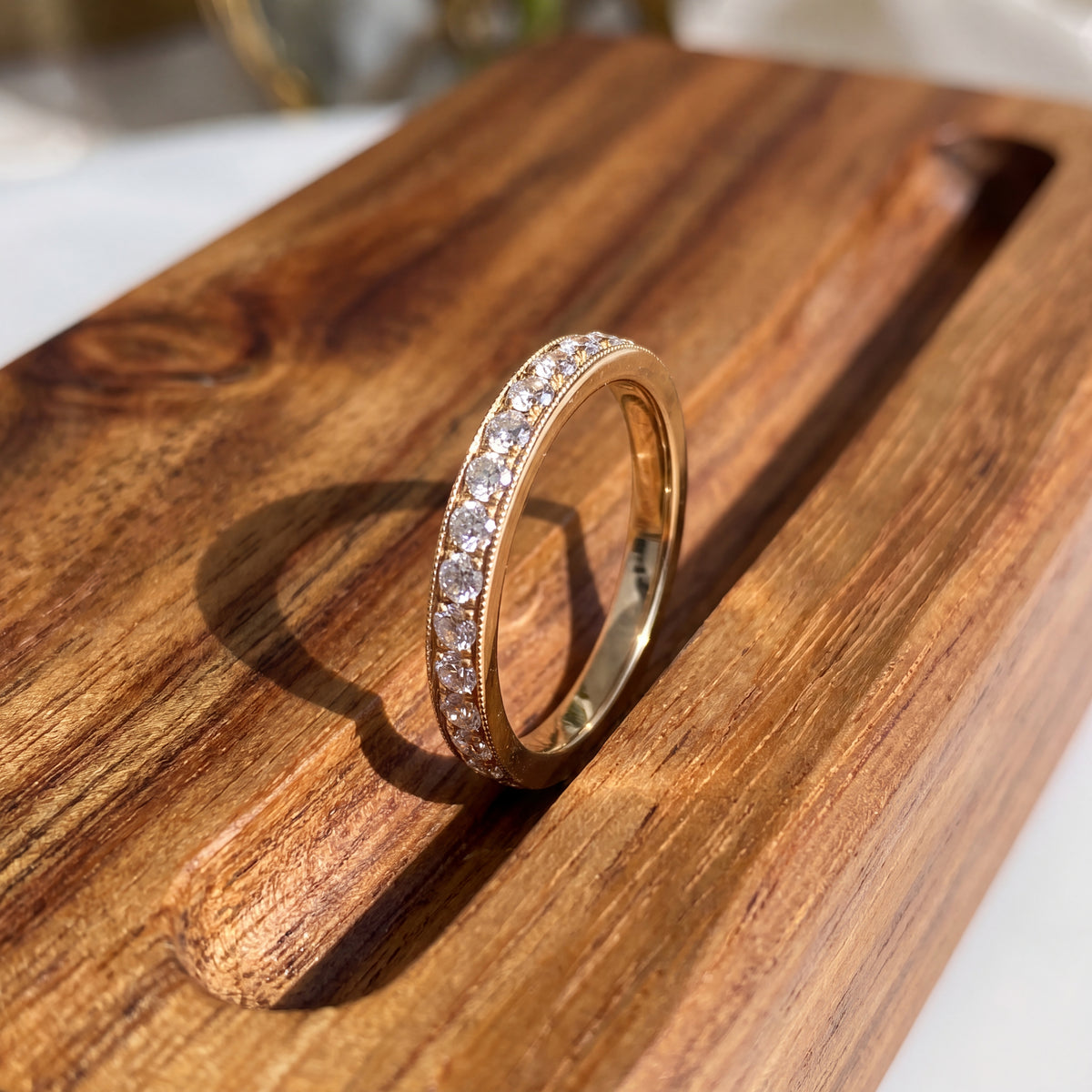 0.35 ct Milgrain Edge Diamond Eternity Band in 14K Yellow Gold