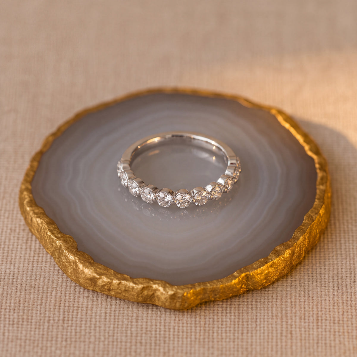 0.49 ct Diamond Half-Eternity Single Prong Ring in 14K White Gold