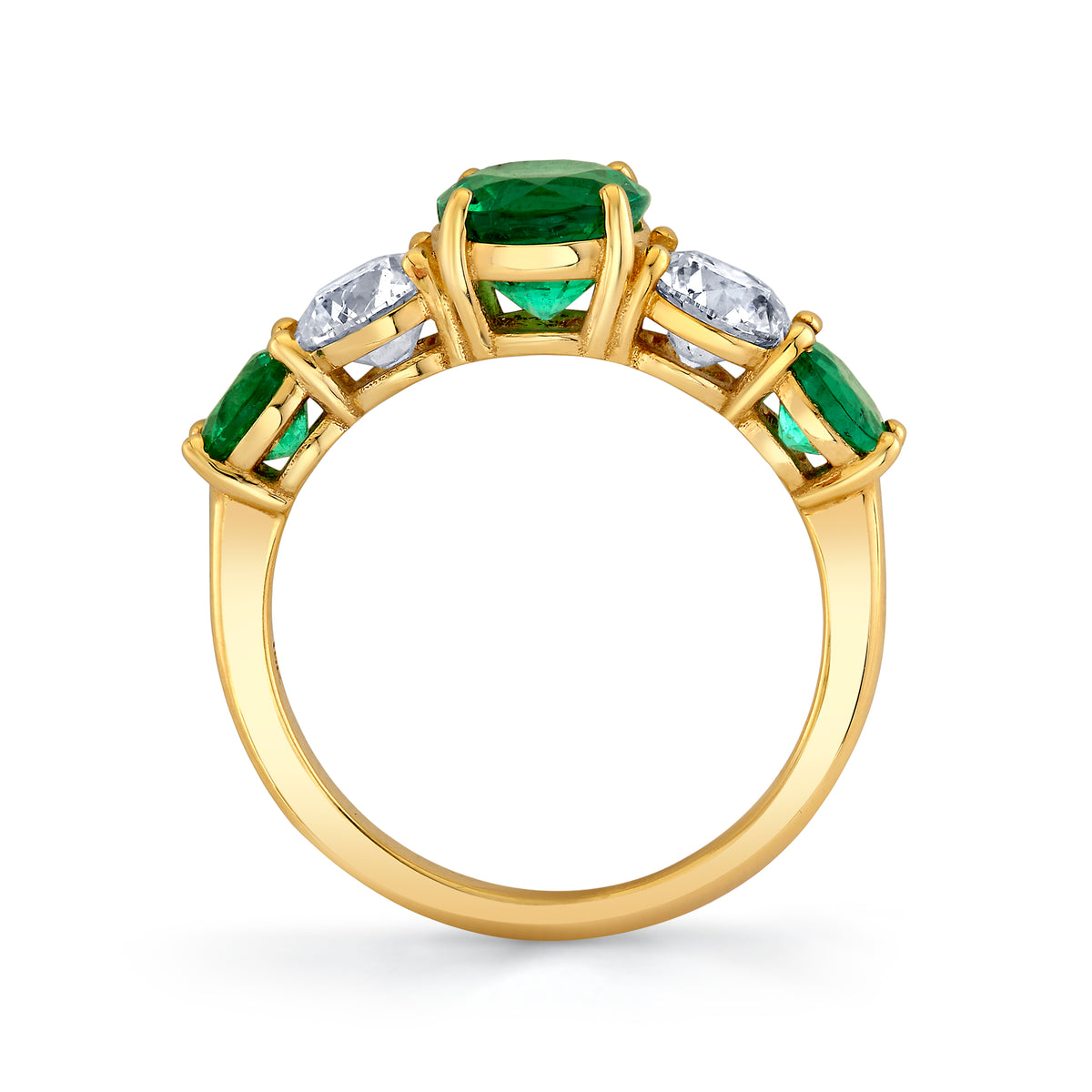Emerald and Diamond Engagement Ring in 14k Yellow Gold