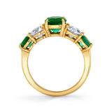 Emerald and Diamond Engagement Ring in 14k Yellow Gold