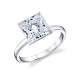 3.01 Carat Princess Cut Lab Diamond Engagement Ring in 14k White Gold