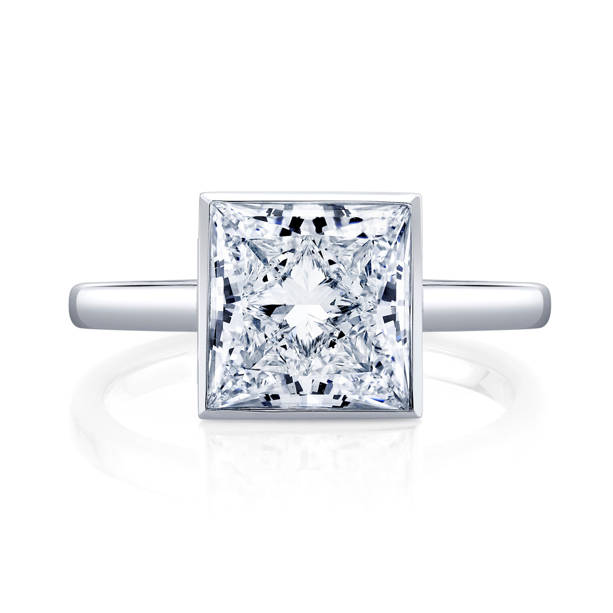 3.01 Carat Princess Cut Lab Diamond Engagement Ring in 14k White Gold