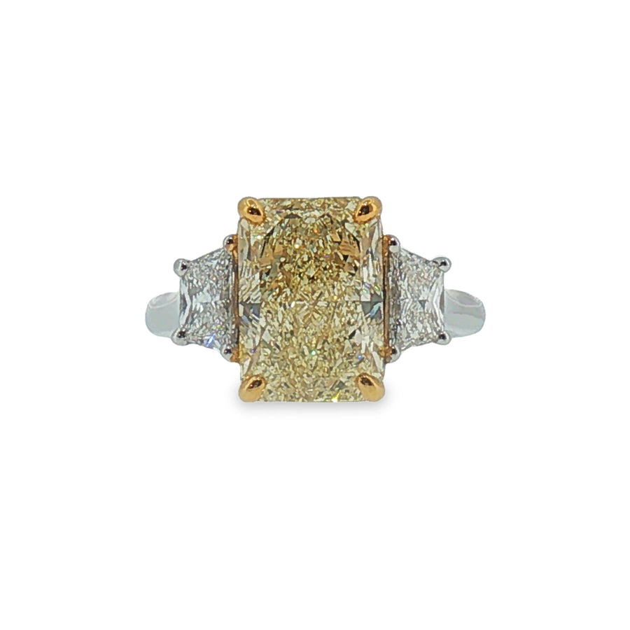 Fancy Yellow Diamond Three-Stone Ring in White Gold
