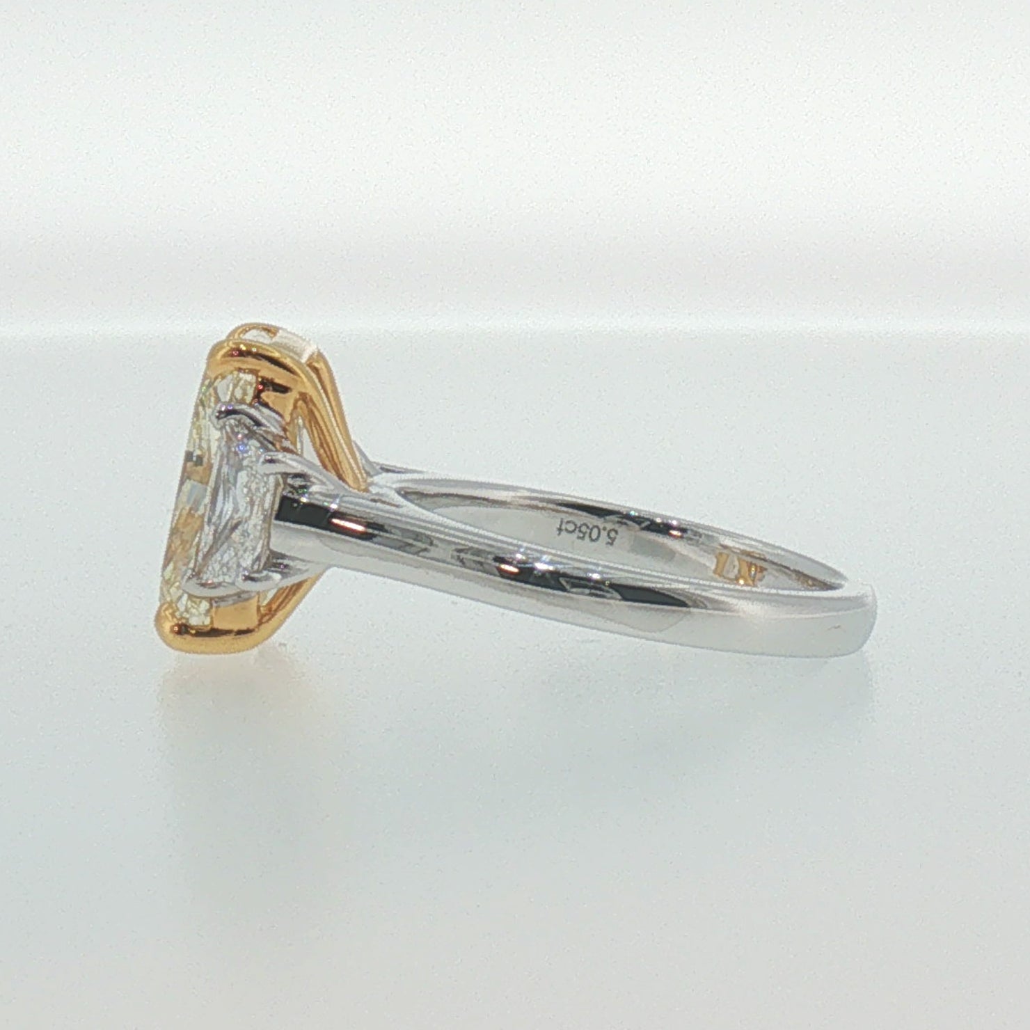 Fancy Yellow Diamond Three-Stone Ring in White Gold