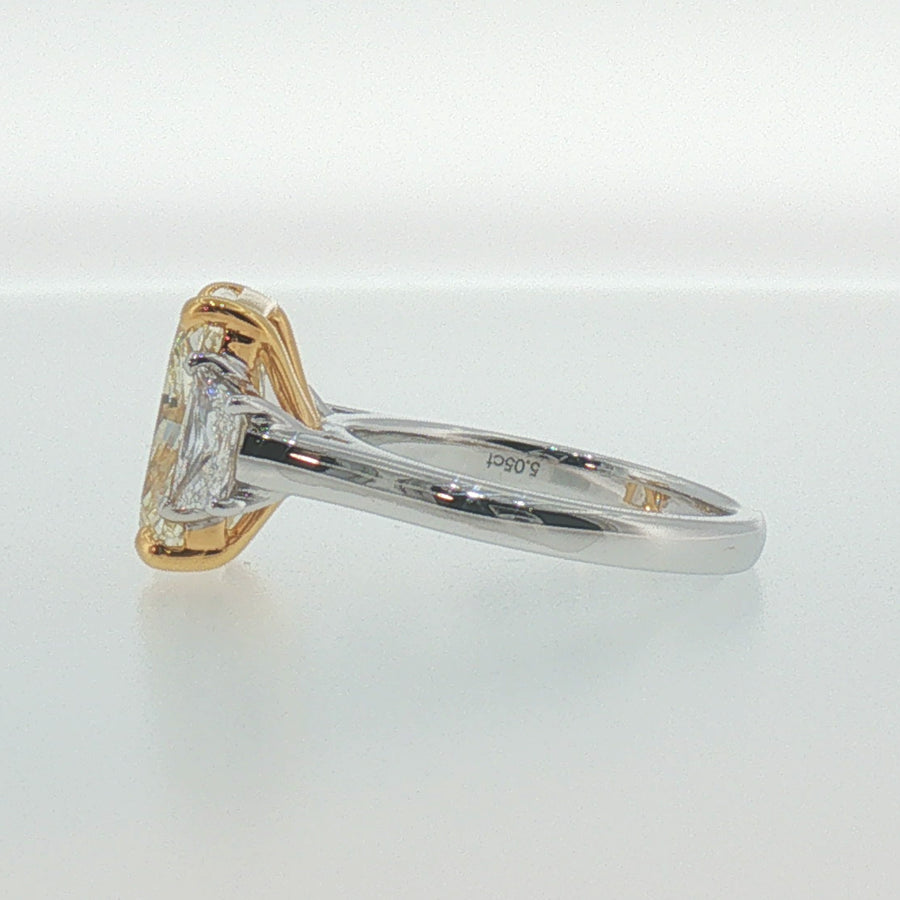 Fancy Yellow Diamond Three-Stone Ring in White Gold