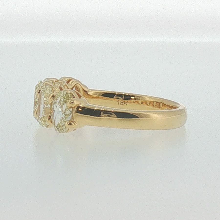 Fancy Yellow Oval Diamond Five-Stone Ring in Yellow Gold