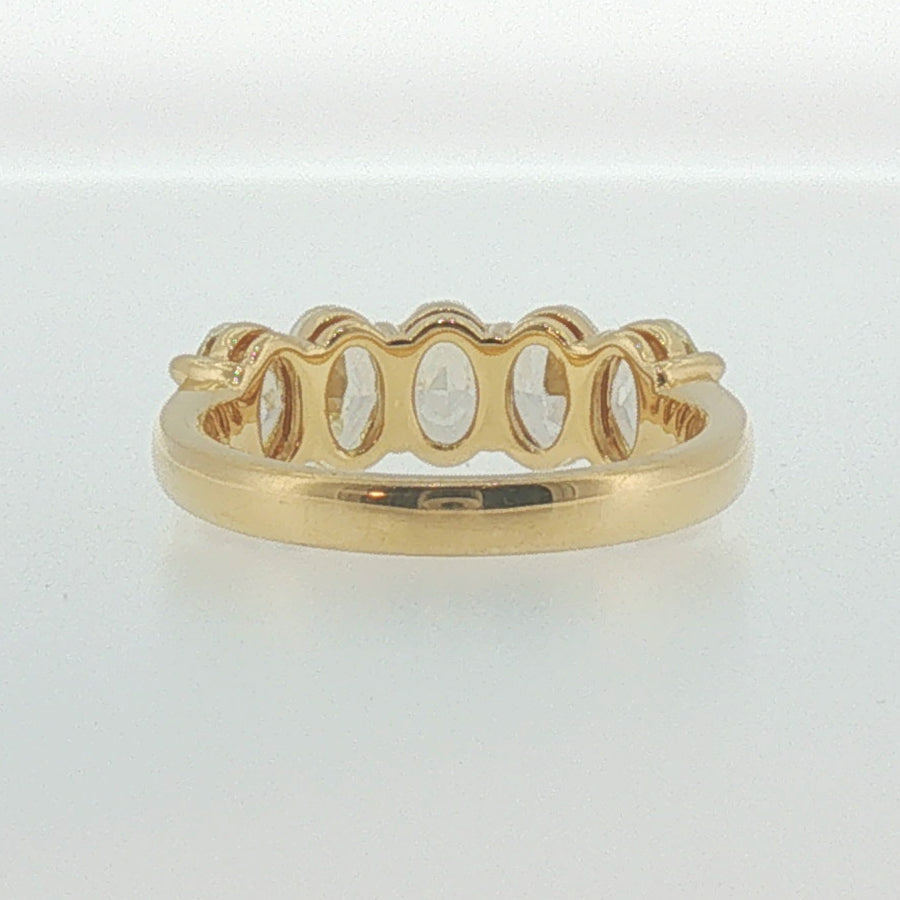 Fancy Yellow Oval Diamond Five-Stone Ring in Yellow Gold