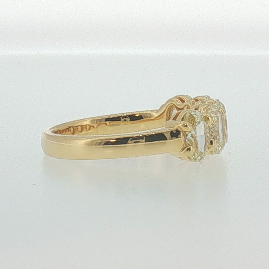 Fancy Yellow Oval Diamond Five-Stone Ring in Yellow Gold
