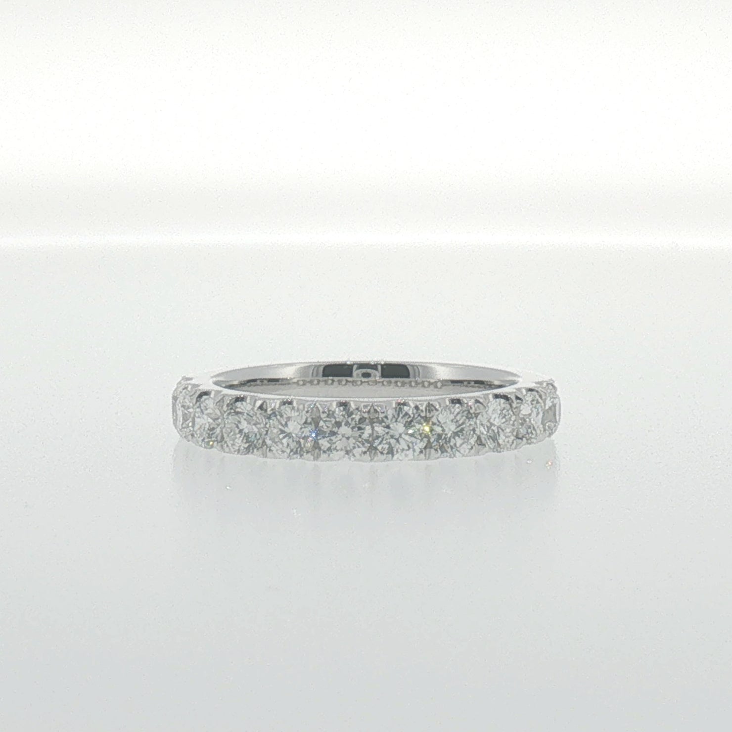 White Gold Round Diamond 'U' set Band