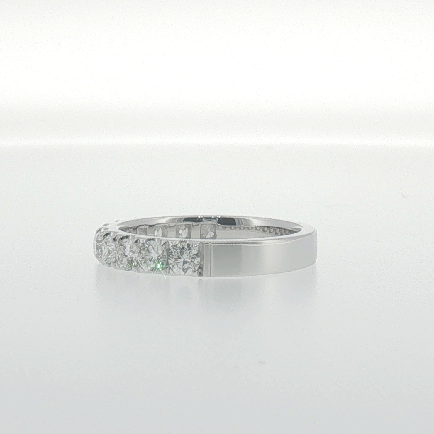 White Gold Round Diamond 'U' set Band