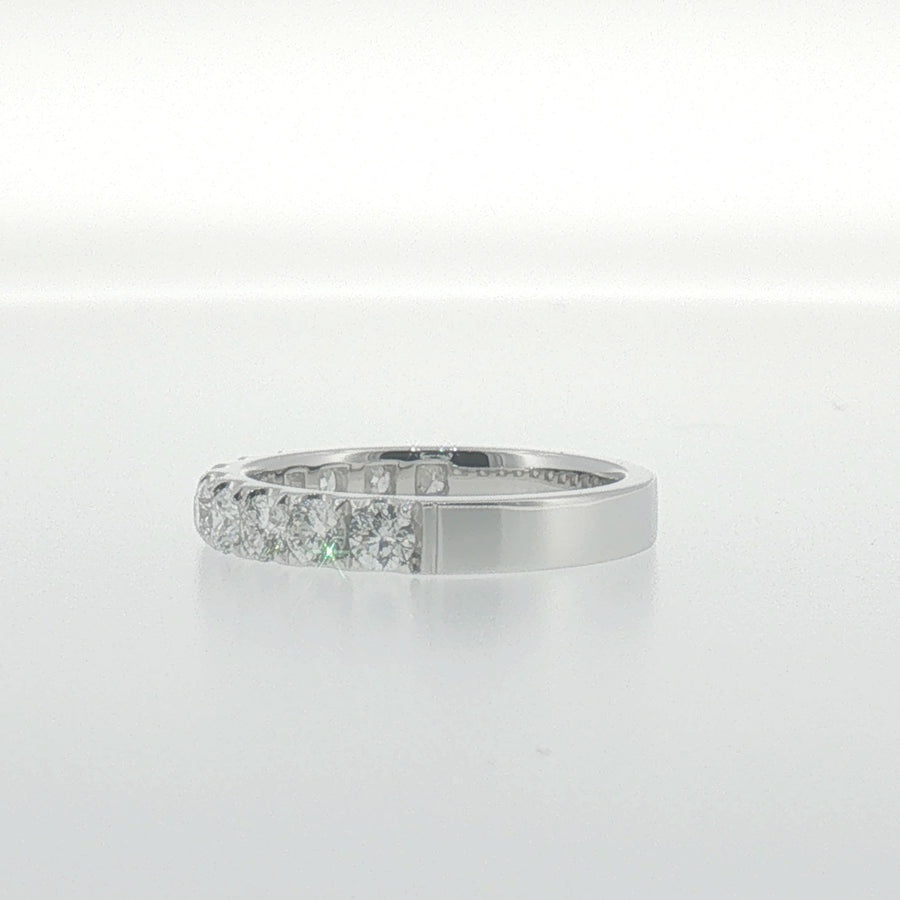 White Gold Round Diamond 'U' set Band
