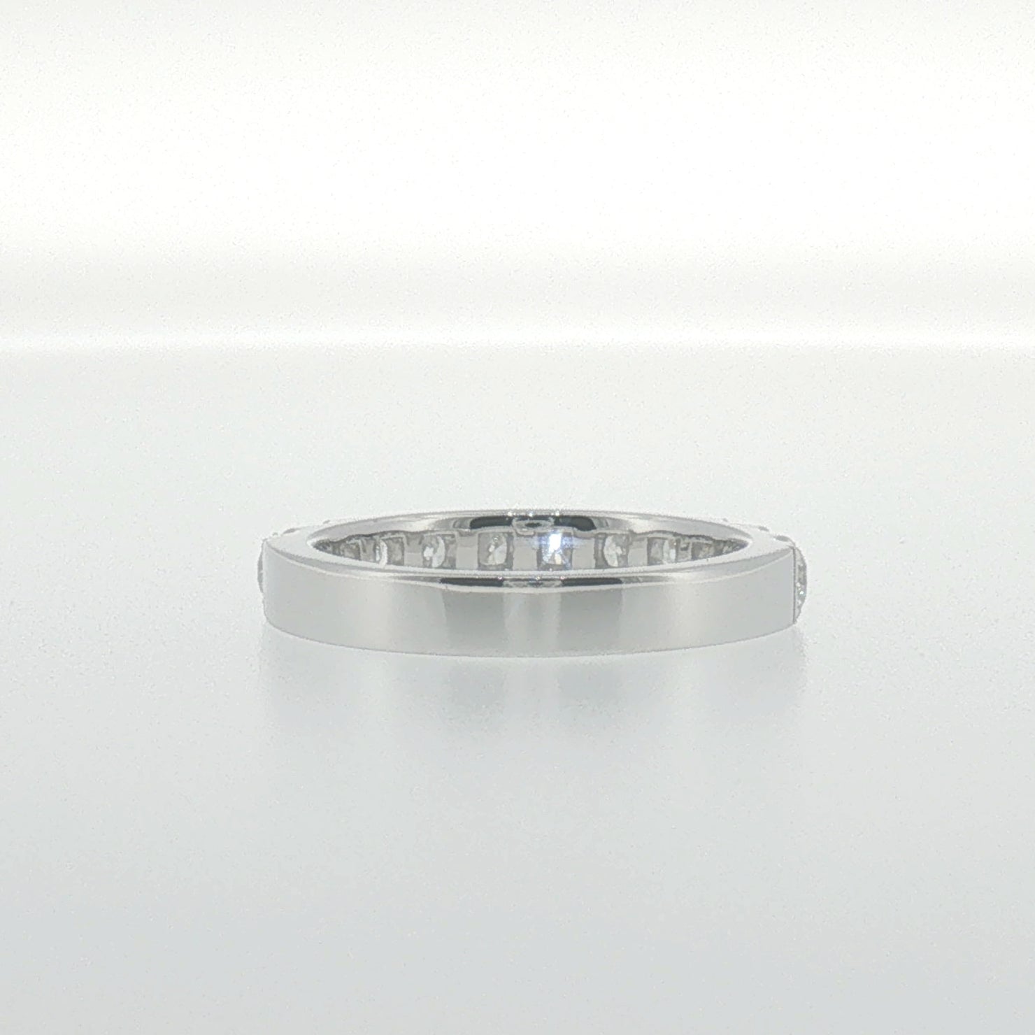 White Gold Round Diamond 'U' set Band