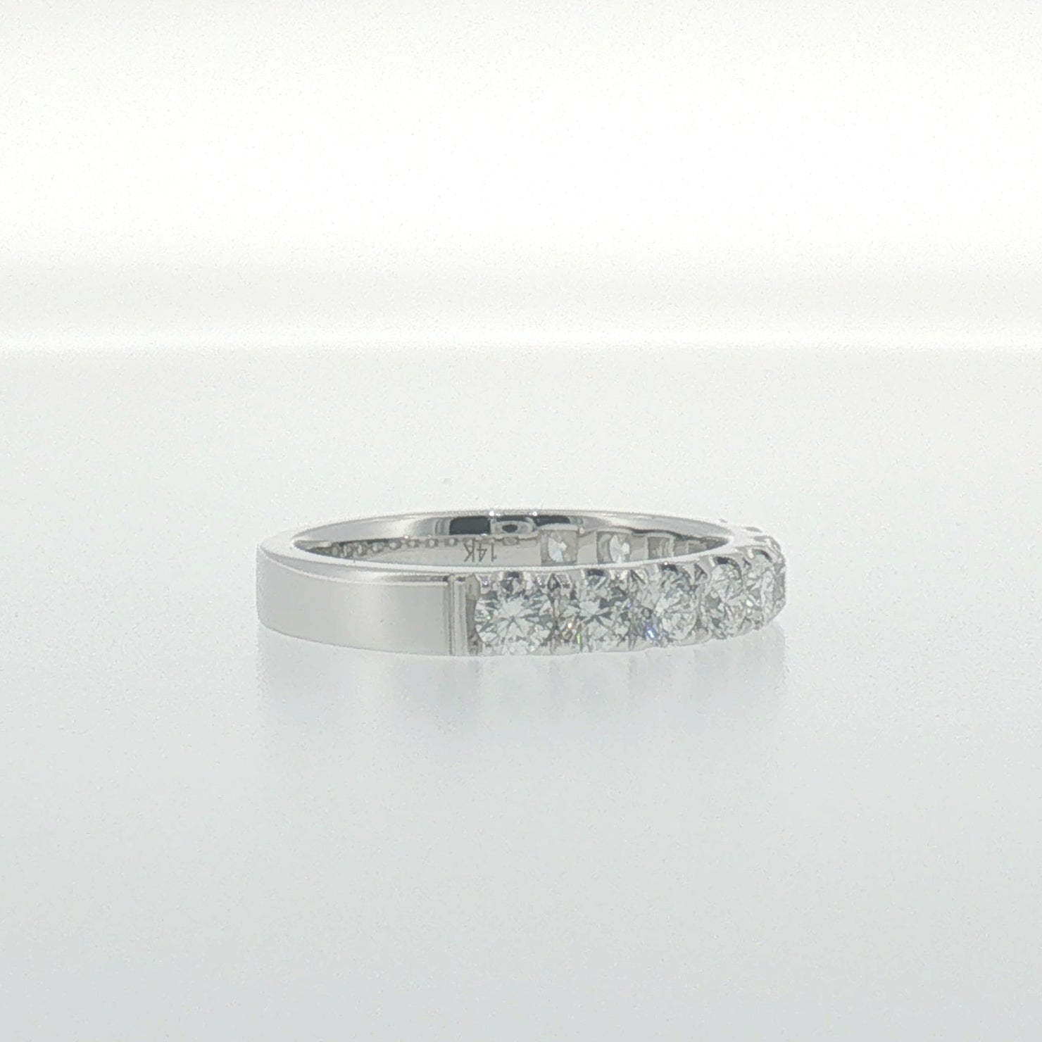 White Gold Round Diamond 'U' set Band