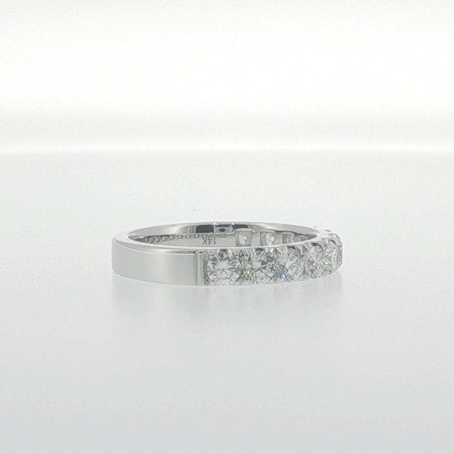 White Gold Round Diamond 'U' set Band
