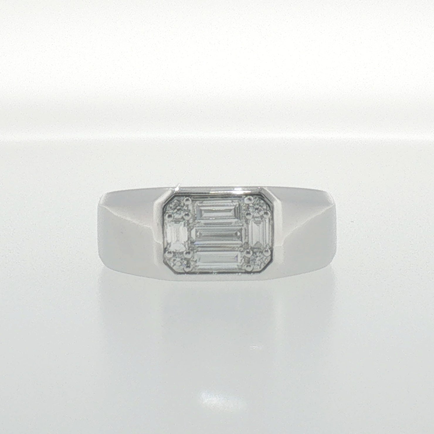 White Gold Composite Diamond Signet Ring